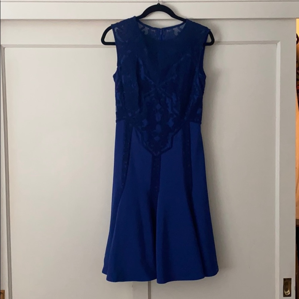 Royal blue dress with lace detail